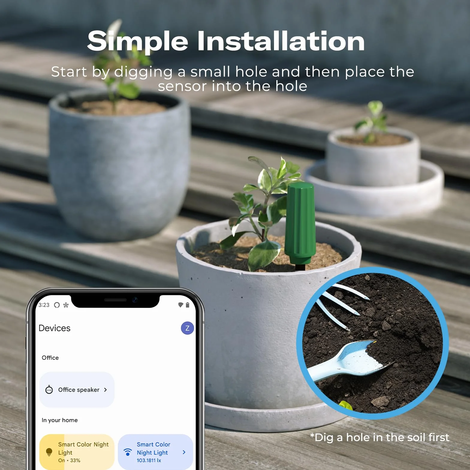 THIRDREALITY Sensore intelligente di umidità del suolo, confezione da 3, hub Zigbee necessario, sonda capacitiva, misuratore di umidità/temperatura per piantare il giardino, compatibile con Homey
