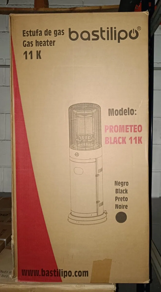 Prometeo Black 11K - Stufa a gas per esterni - Stufa per giardino o terrazzo da 11 KW - Propano o Gas butano - Raggio d'azione 20-30 m² - Bastilipo