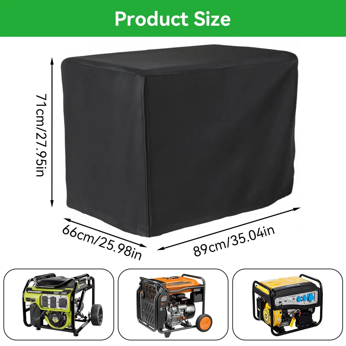Copertura del generatore, copertura della tenda del generatore addensato durante la corsa Copertura del generatore portatile universale compatibile per esterni 35 x 26 x 28 pollici(Nero)