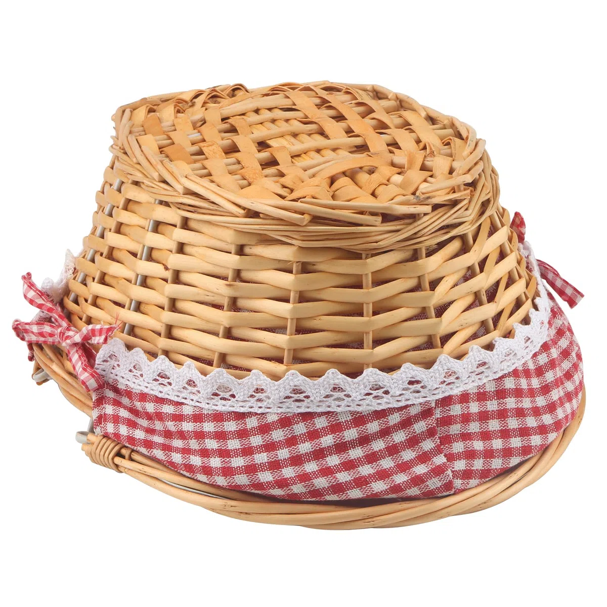 MUKCHAP Confezione da 2 cestini da picnic in vimini, 32 x 23 x 12 cm, ovali, con rivestimento con manico pieghevole, cestino da picnic in vimini intrecciato, per picnic, feste, barbecue, color miele