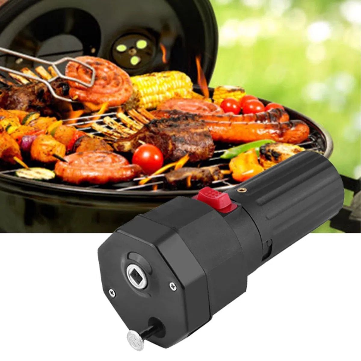 Pilipane Motore per girarrosto Elettrico 12V Motore per arrosti per Barbecue in plastica Nera Alimentato a Batteria con di velocità variabile Basso Rumore e Forte capacità di carico per