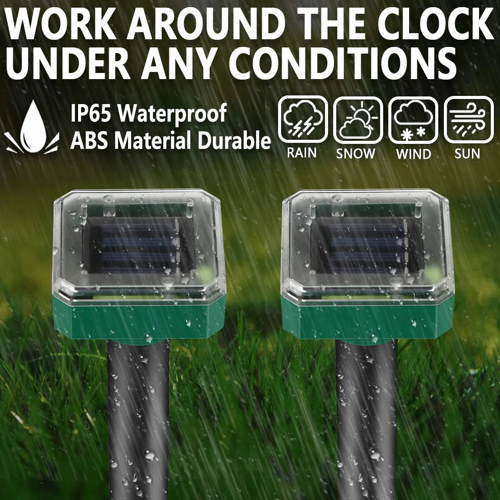 Distributori di talpe solari: IP65 impermeabile a energia solare, spaventaparvicole, antitalpe a ultrasuoni, per espellere, antitalpe, antiparassitari per il giardino (4 pezzi)
