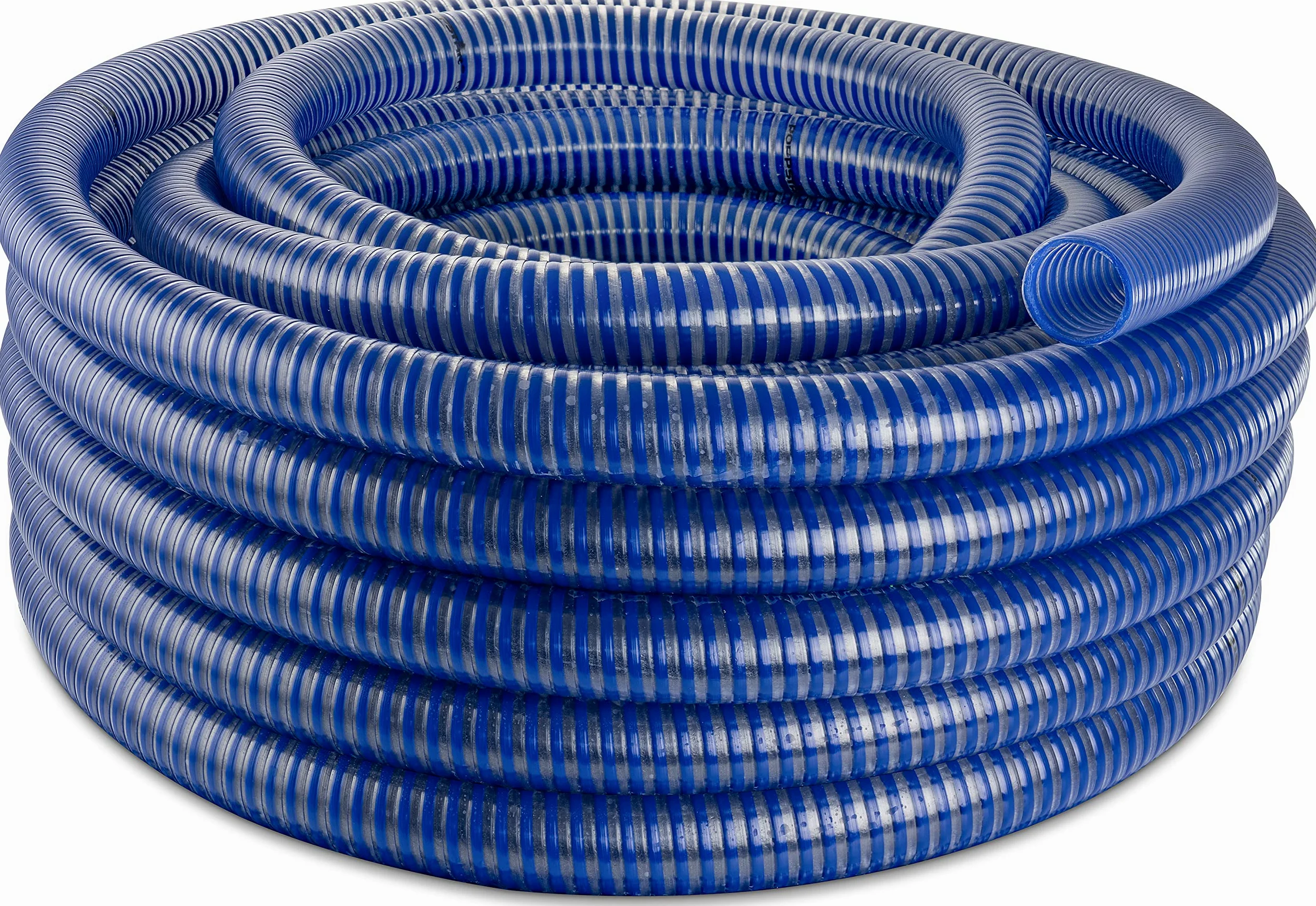 Poppstar PVC Tubo di aspirazione per acqua con spirale 1" (25m diametro interno 25mm/diametro esterno 32, fino a 8 bar) resistente a raggi UV, al vuoto e alla pressione