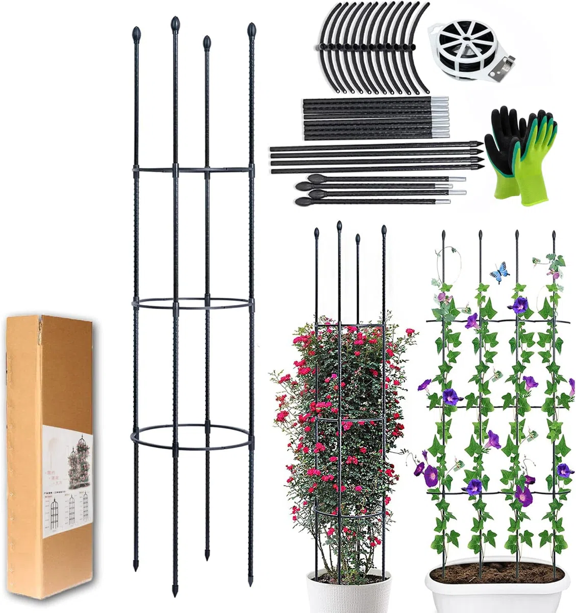 Garden Supporto Piante Rampicanti,Gabbie Pomodori e Supporti per Piante,Stabile struttura per arrampicata,adatta a tutti i tipi di piante rampicanti,ortaggi,fiori,Guardiano delle piante