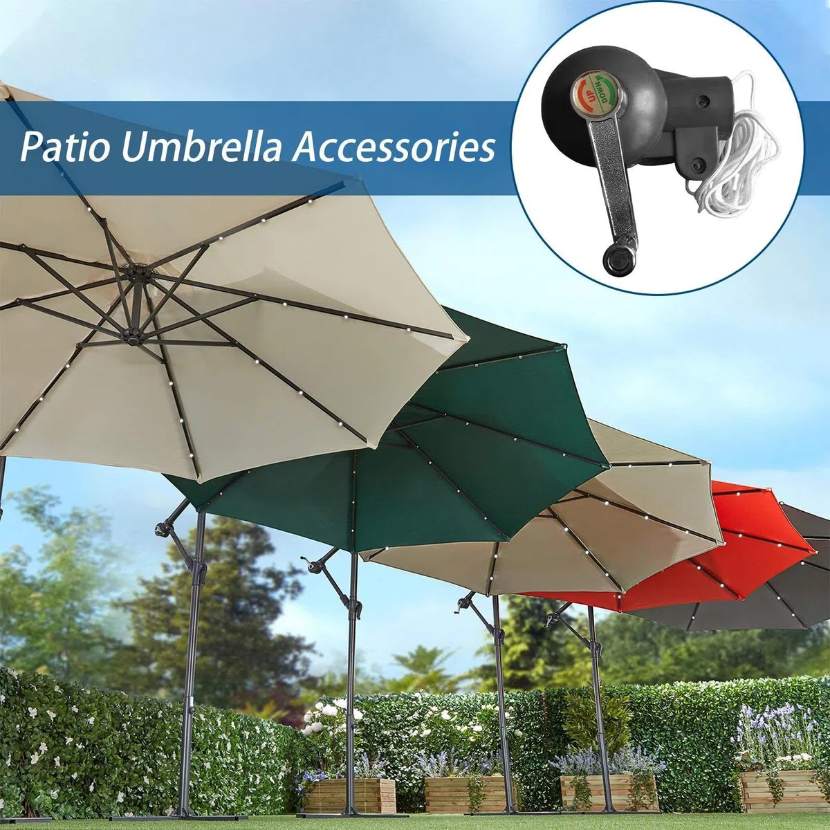Maniglia a manovella per ombrellone da patio, ricambio per ombrellone da esterno, pezzi di ricambio per ombrelloni da giardino, parti di ricambio per ombrellone da spiaggia e cortile, Nero , Refer to
