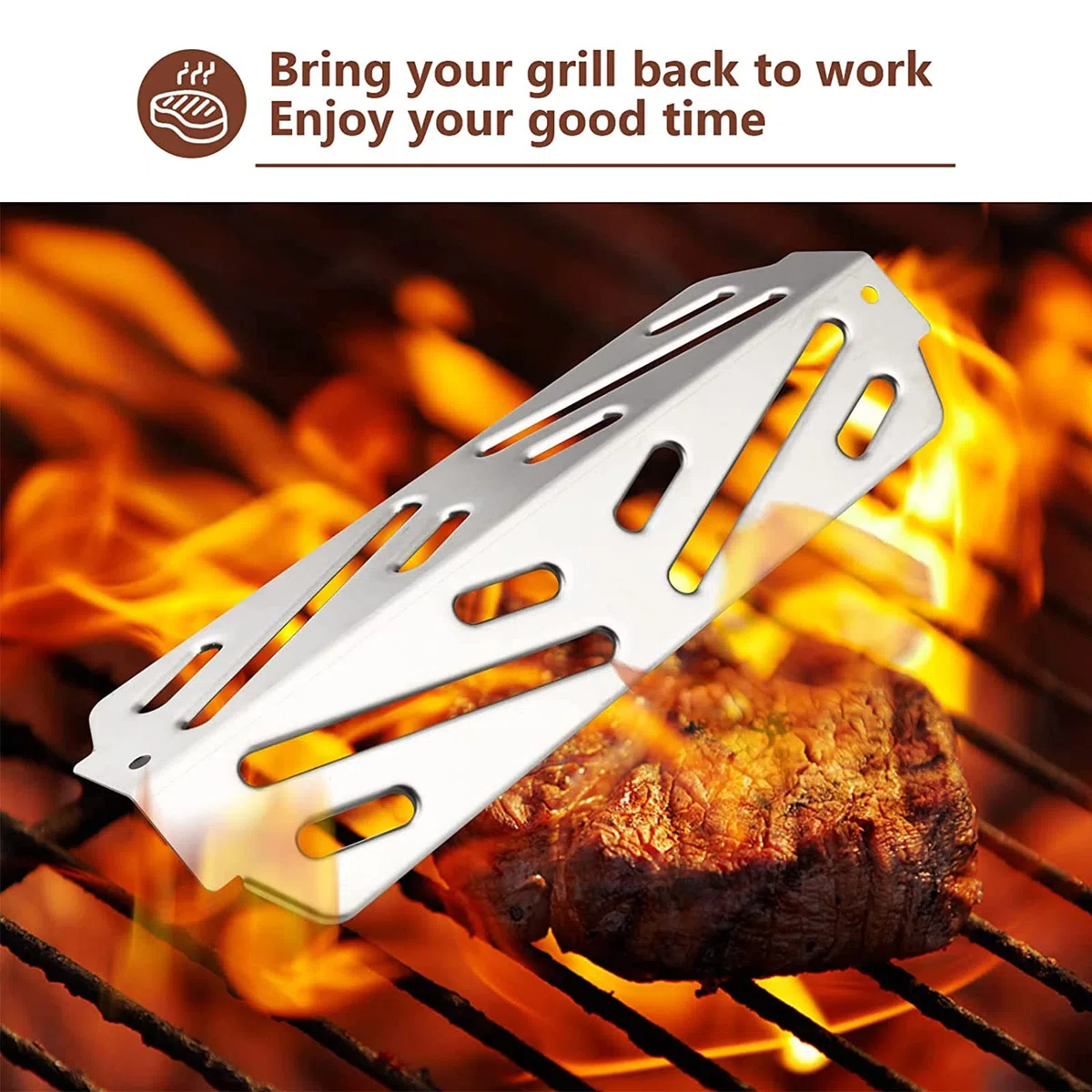 GFTIME 31,8cm 66040 Grill deflettore di calore per Weber Genesis II E-310 II E-315 II E-330 II E-335 II S-310 II S-335 Grill, piastra di calore in acciaio inox, tenda di calore, confezione da 3