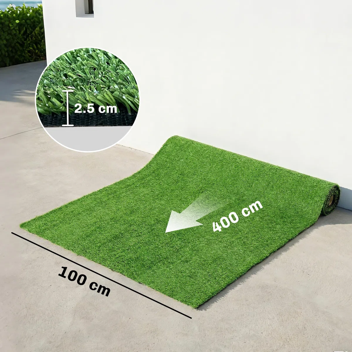 Outsunny Erba Artificiale per Esterno 1m x 4m, Tappeto Erboso Sintetico con Altezza 10mm, Drenante, Ideale per Giardini, Patio, Famiglie, Animali Domestici, Interno ed Esterno, Verde