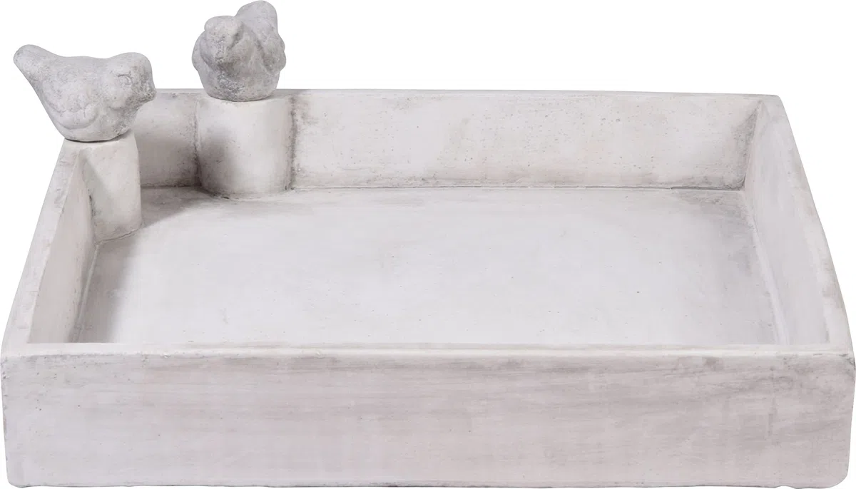 dobar® 12979e - Abbeveratoio Quadrato per Uccelli carré – Grande Bagno per Uccelli in Cemento, per Uccelli Selvatici – Abbeveratoio per Giardino/terrazza/Balcone – 29 x 29 x 5 cm – Bianco