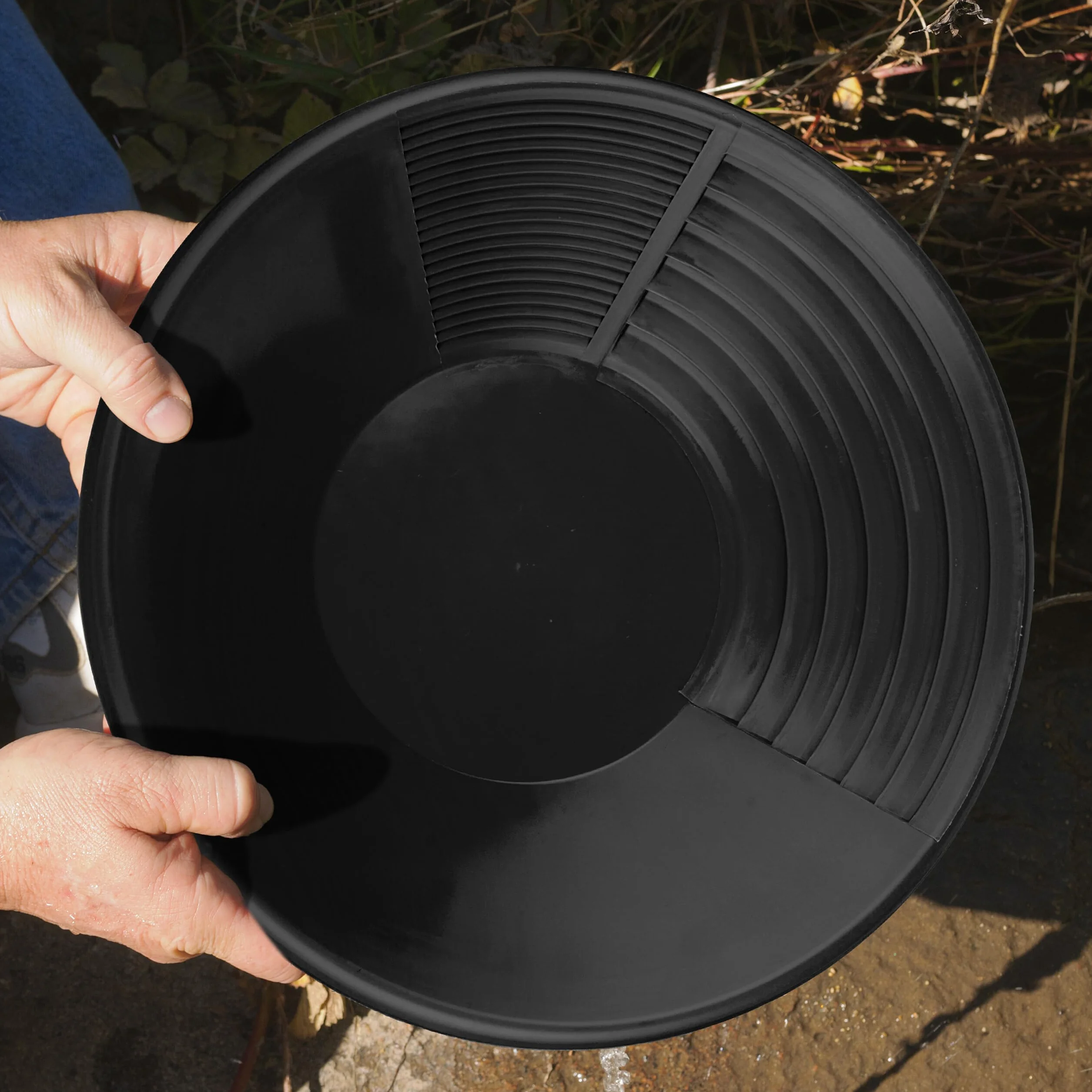 Relaxdays Set 2 Setacci per Oro, Kit Metal Detector Cerca Metallo, Batea Fiume, Gold Pan 8 x 38 cm, Plastica, Nero Blu