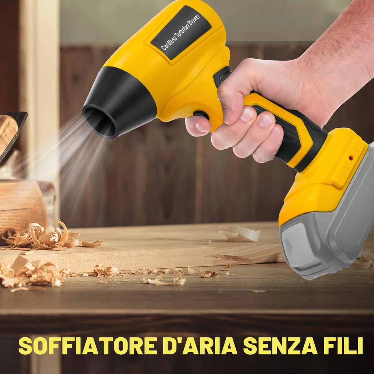 Mini soffiatore a foglia compatibile con batteria Dewalt 20 V, 130.000 giri/min, motore senza spazzole, velocità del vento 30 m/s, 5 ugelli per soffiatore a foglie, pulizia auto (senza batteria)
