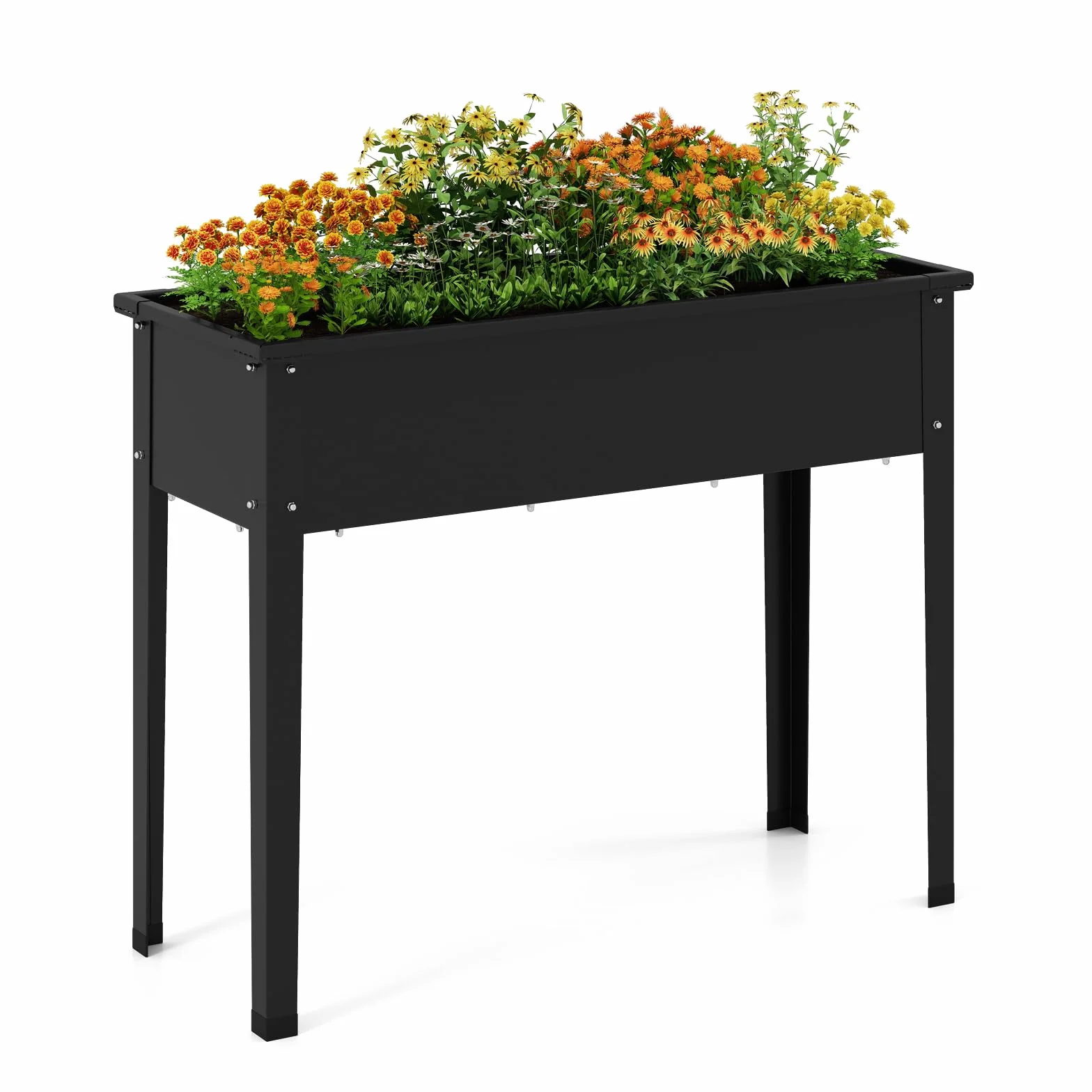 COSTWAY Letto da Giardino Rialzato, Fioriera Elevata con Gambe, Fori di Drenaggio, Aiuola Rialzata per Verdure, Frutta, Fiori e Erbe, Ideale per Balcone, Cortile e Patio, 100 x 40 x 80 cm