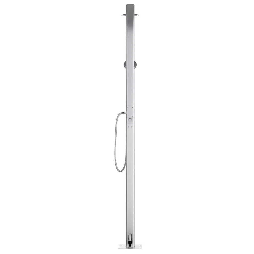Doccia da giardino in alluminio, altezza 215 cm, con soffione e doccetta per giardino, piscina, vasca idromassaggio, accessorio per esterni, terrazza, uso estivo, resistente alle