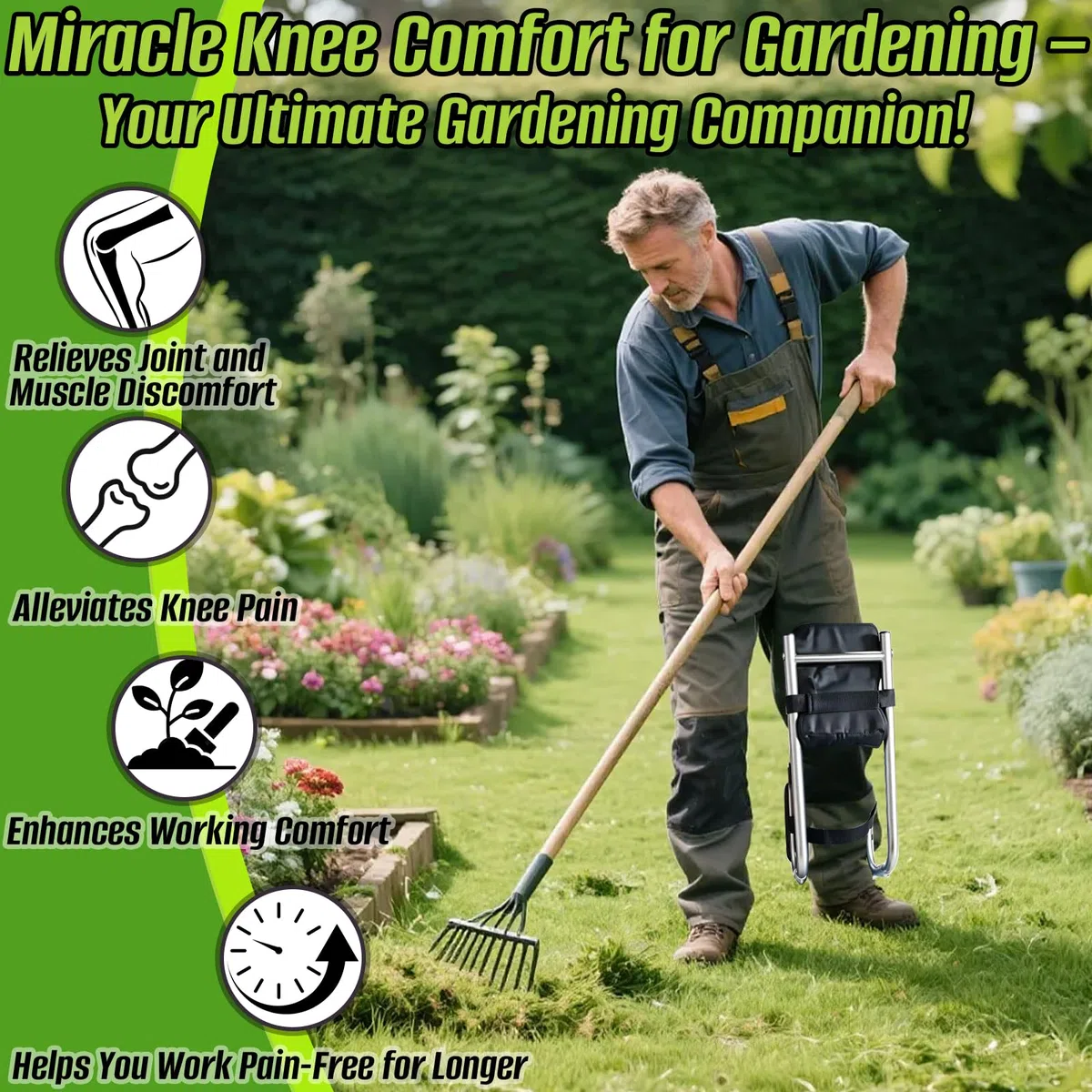 Sgabello da ginocchio, supporto da giardino con funzione seduta, protegge le ginocchia, portata fino a 200 kg, ideale per giardinaggio, lavori edili e usi professionali