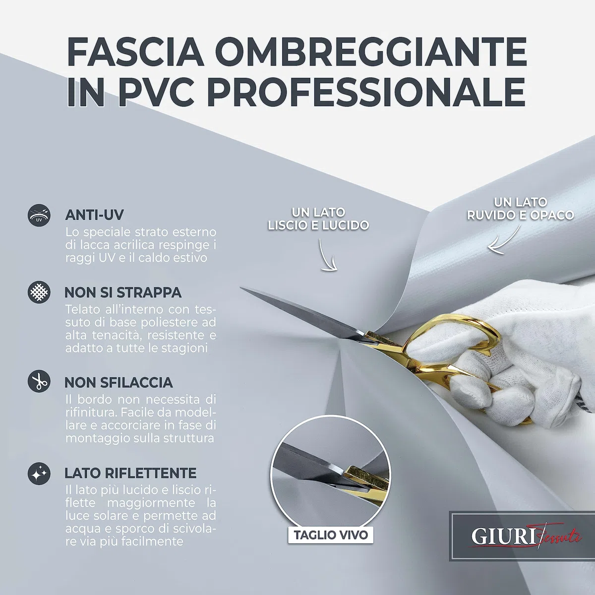 Giuri Tessuti - Fasce in PVC Pieno per Copertura ad Onda di Gazebo e Pergola - Telo ombreggiante ignifugo (Panna, 45x350cm)