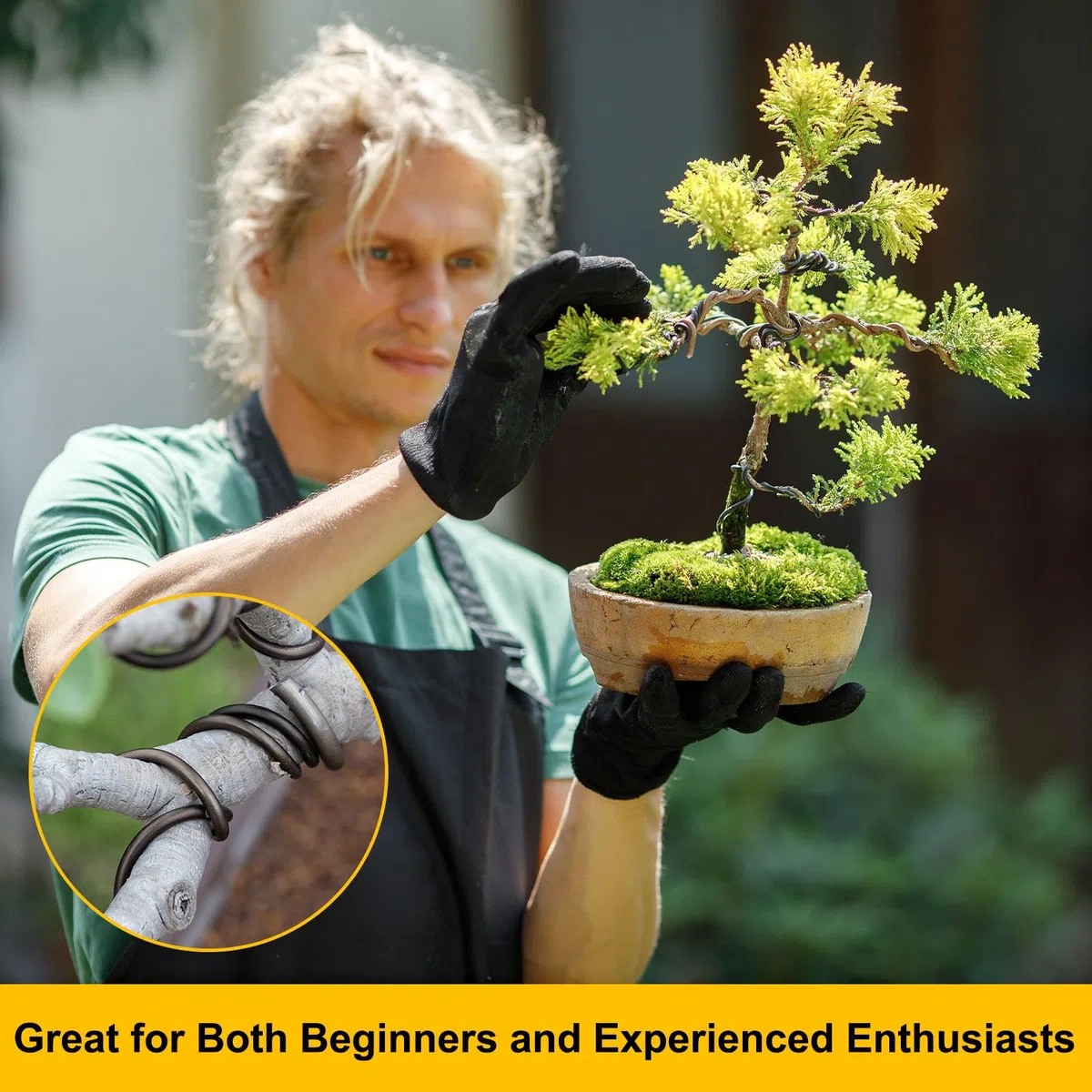 M METERXITY 2-Rotoli Filo Allenamento Bonsai 2mm, 32,8Ft Totali Filo Alluminio Anodizzato Bonsai per Forma Alberi Bonsai/Fissaggio Rami/Trattenimento Tronco/Artigianato[16,4Ft Ciascuno, Nero]