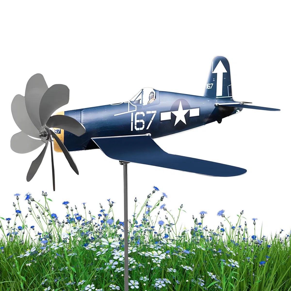 Generatore eolico – Decorazione da giardino – Mulino a per aeroplano, in acciaio inox resistente alle intemperie, per giardino, arte, balcone, cortile, prato, cortile, patio