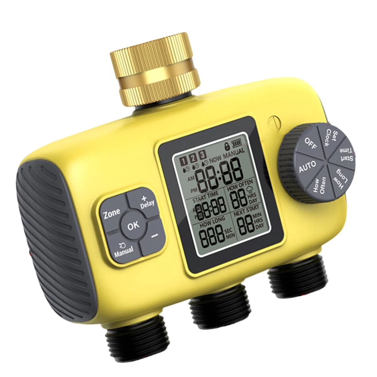 Tubo da giardino con timer per irrigazione a 3 zone, in ottone, per uso domestico e giardino