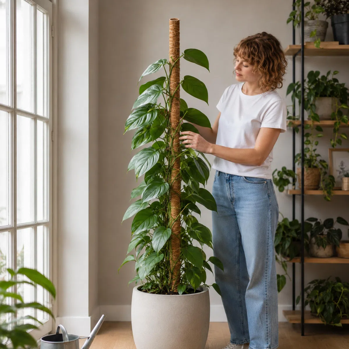 KADAX Monstera Tutor - Tutor in fibra di cocco (150 cm), asta di cocco e bastoncino di schiuma per piante da interno, aiuto per arrampicata e supporto per piante da interno ed esterno