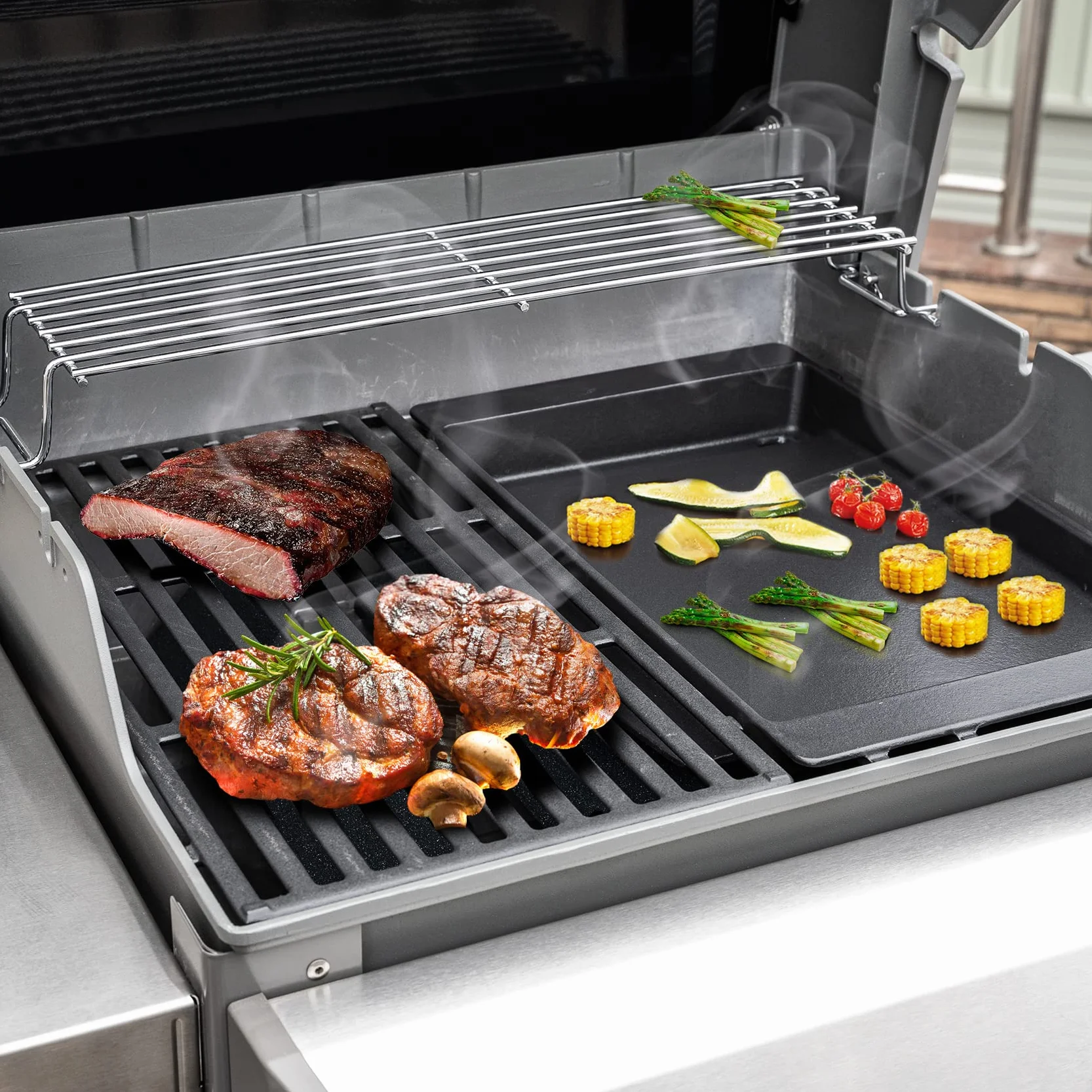 onlyfire Piastra per Grill in Ghisa, Plancha Piastra Griglia per Barbecue a Gas Weber Spirit I&II Serie 200/300 e Spirit 2/3/4 Fuochi Barbecue a Gas (2025),7658