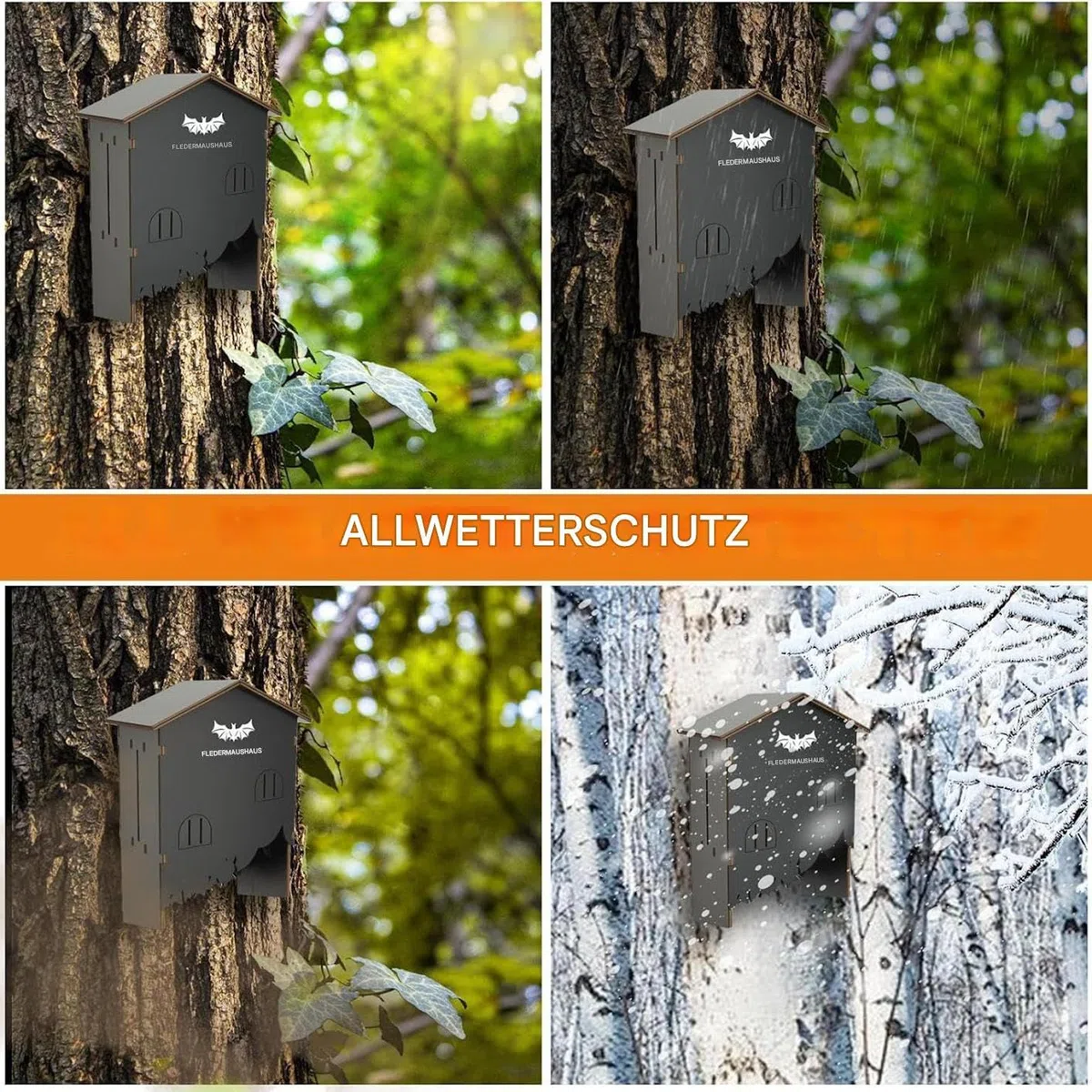 Casetta per pipistrelli per esterni, in legno robusto, resistente alle intemperie, a parete, a tre camere, per giardino, balcone, terrazza, ecologico per animali, ideale per la casa