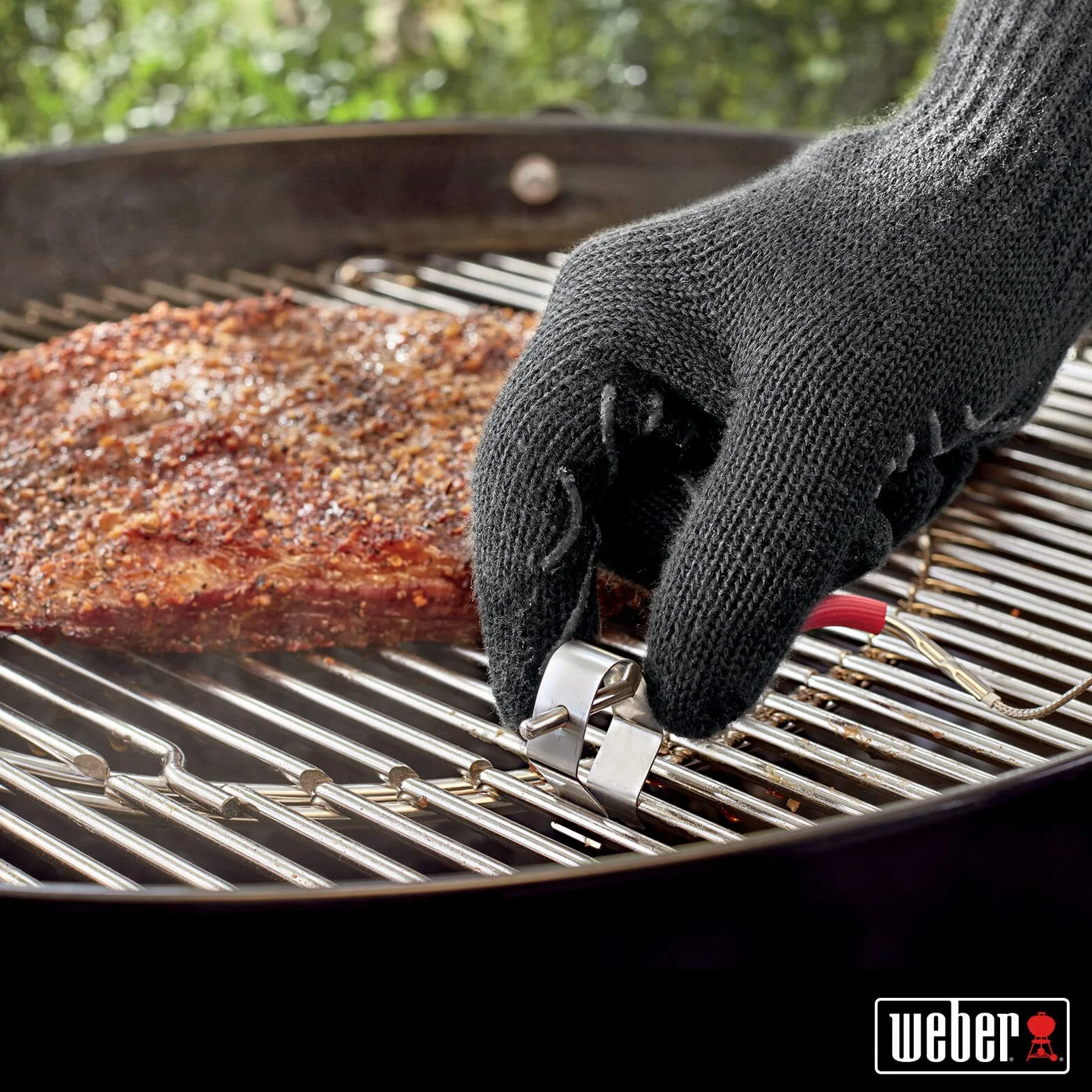 Weber Sonda di Temperatura Ambiente/Compatibile con i Modelli iGrill e App Connect, sonda Inox Resistente al Calore, Clip per griglia e Custodia Incluse