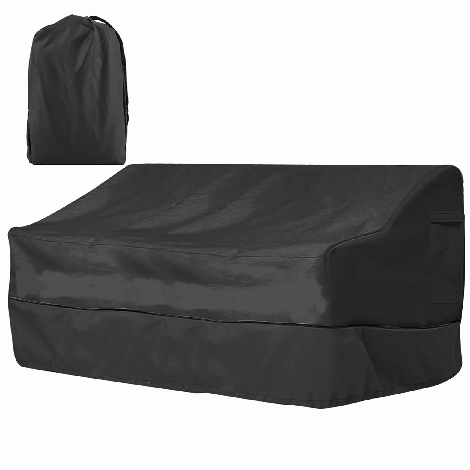 Copertura per Mobili da Giardino, Copertura per Panca Divanetto Tavolino da Giardino Impermeabile Oxford 210D Anti Vento Anti Polvere Copridivano da Giardino (Nero, 193*83*84cm)