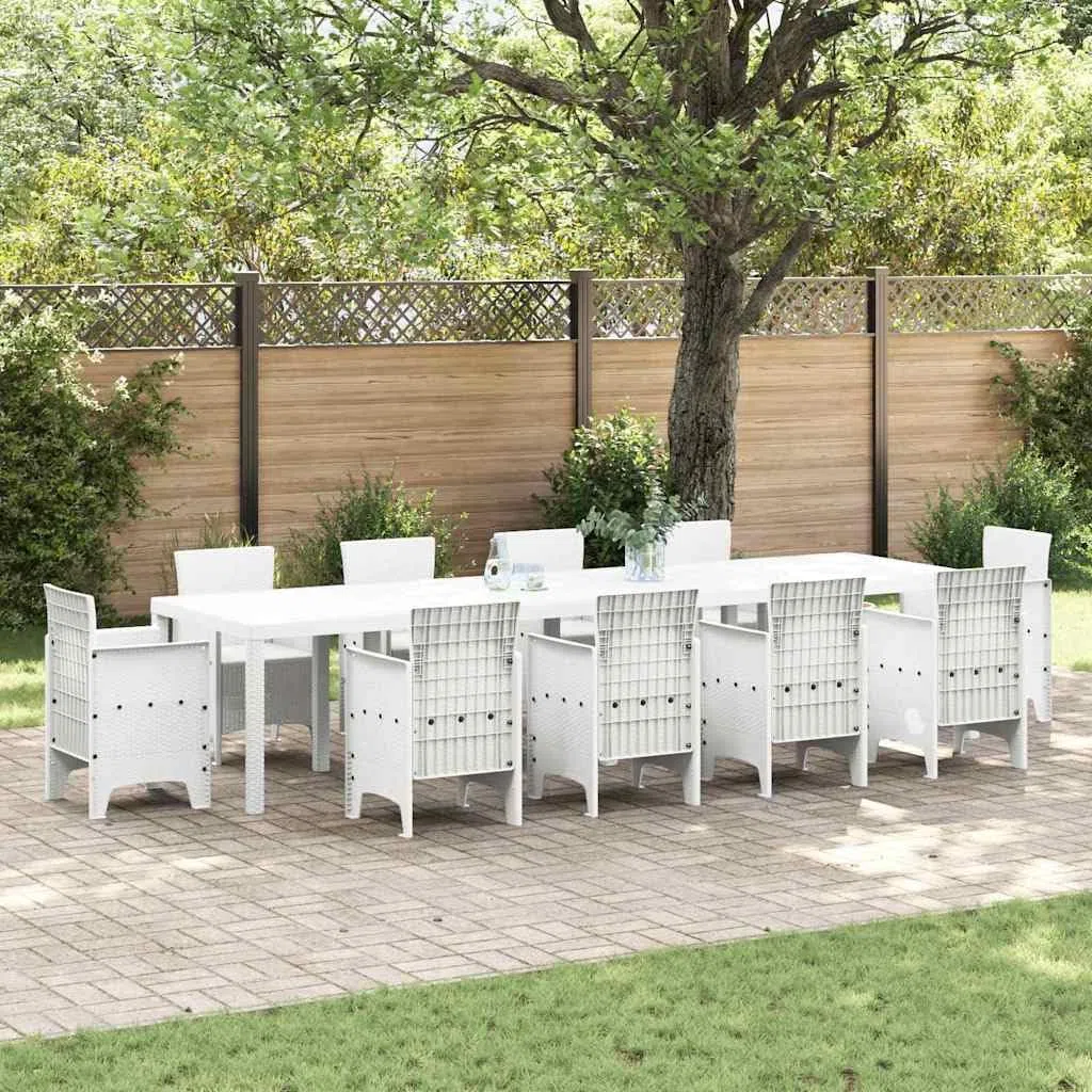 vidaXL Tuinstafel Wit 350 x 100 x 74 cm poly rattan | Deze mooie tafel geeft je buitenruimte een trendy vibe, Je kunt 'm makkelijk uitbreiden voor meer gasten,