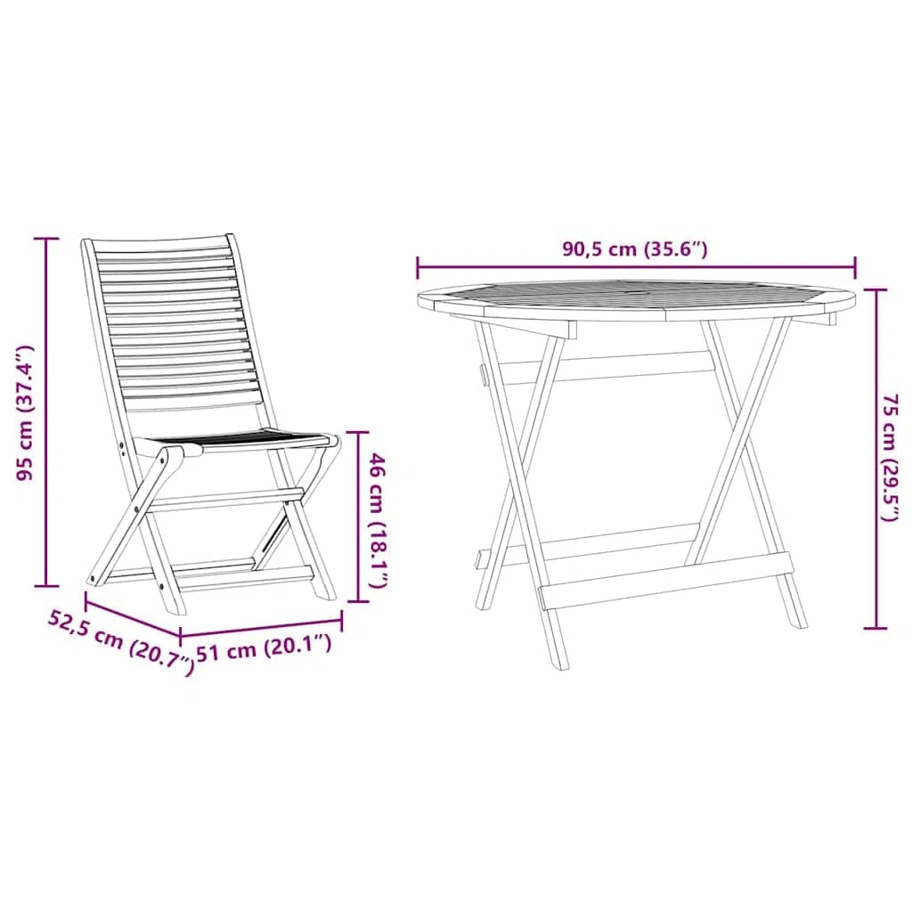 vidaXL Set da Pranzo per Giardino 5 pcs Marrone, Set da pranzo all'aperto, tavolo in acacia rustica, arredo giardino e terrazza, posti resistenti alle intemperie