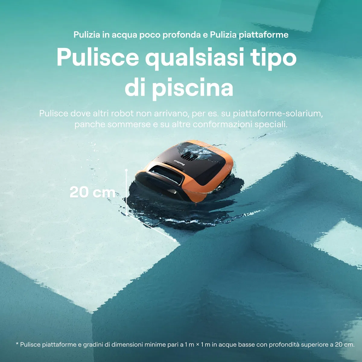 Beatbot Sora 30 Robot Piscina pareti e Fondo, Linea d'Acqua,Orange | Pareti e Fondo, Linea d'Acqua,Piattaforme,Robot Piscina Senza Fili,Parcheggio in Superficie, App, Filtrazione ultrafine, 5L