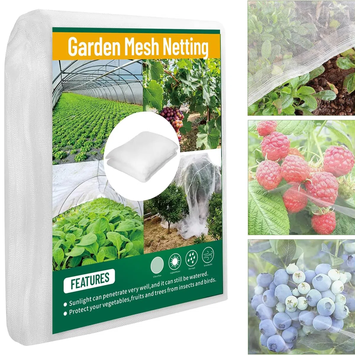 Rete Anti Insetti,3X15M Rete per Uccelli,Reti Protettive,Giardino Rete,Insetti Nets,Prevenire I Parassiti Danneggiare Le Piante,per Frutti Verdura Piante e Stagni,Archi per Tunnel Orto