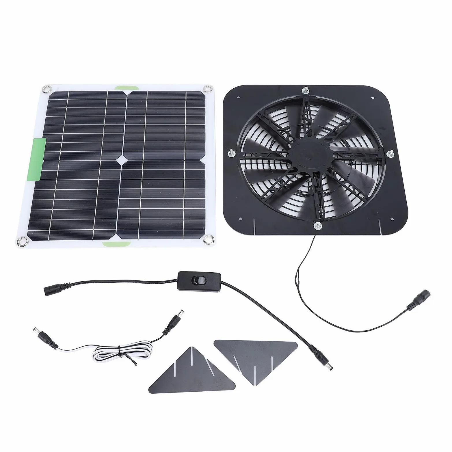 Brrnoo Ventilatore Solare per Casetta per Polli e Cani Ventilatore di Scarico con Pannello Fotovoltaico da 100 W Diametro 13 5 Pollici Installazione Facile con Staffa per Condotta di Sca