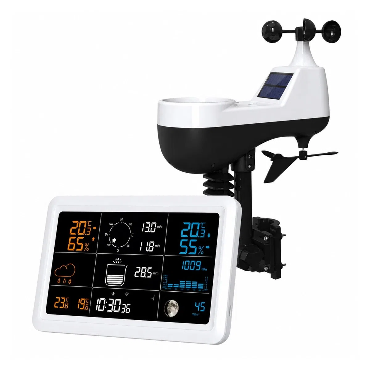 Pluviometro, Sensore Anemometro Per Stazione Meteorologica Wireless(White)