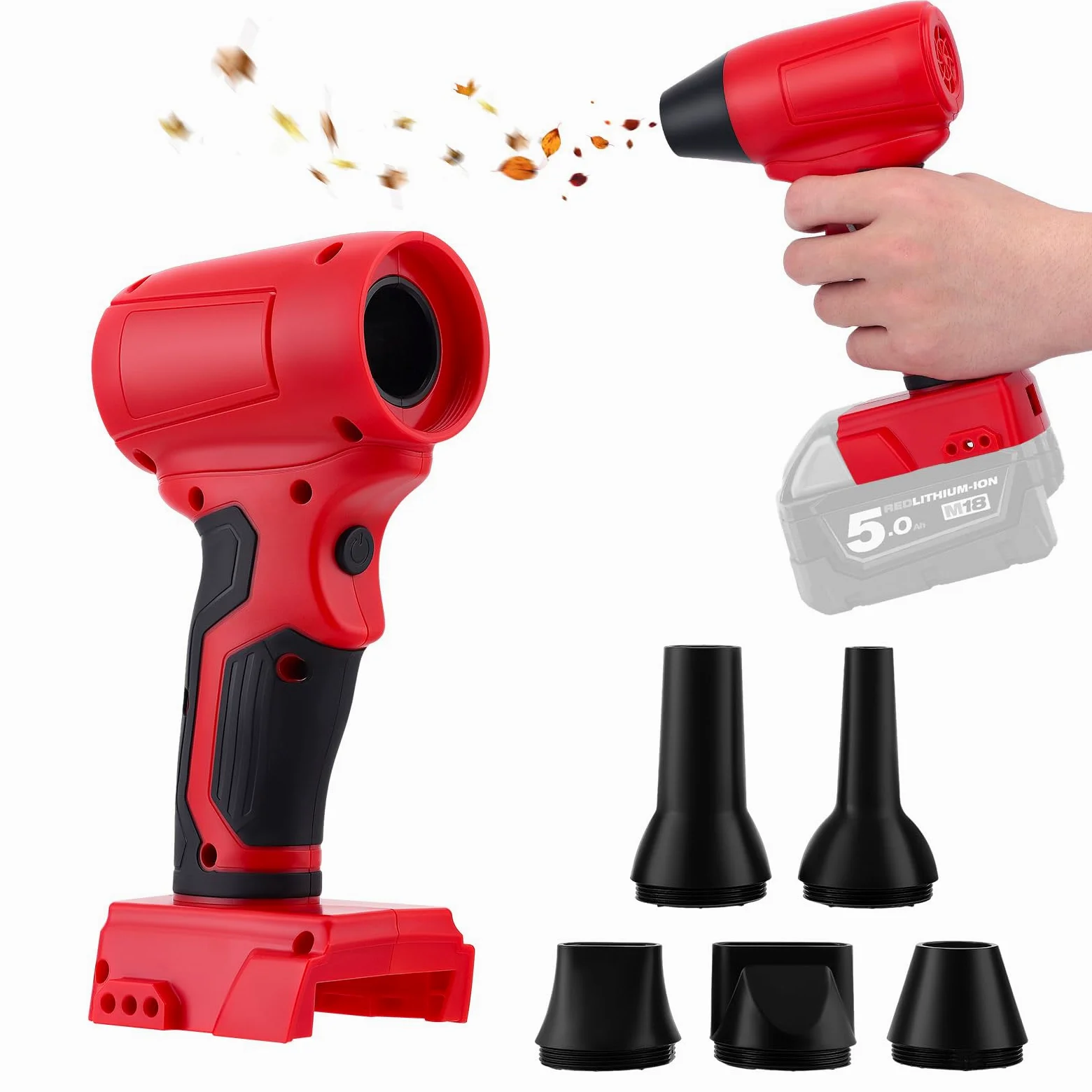 Mini Soffiatore Compatibile Con Milwaukee 18v, 130000rpm Soffiatoren a Batteria Senza Spazzole, Regolazione Continua Della Velocità, Soffiante Turbo Per Foglie, Pulizia, Auto (Batteria Non Inclusa)