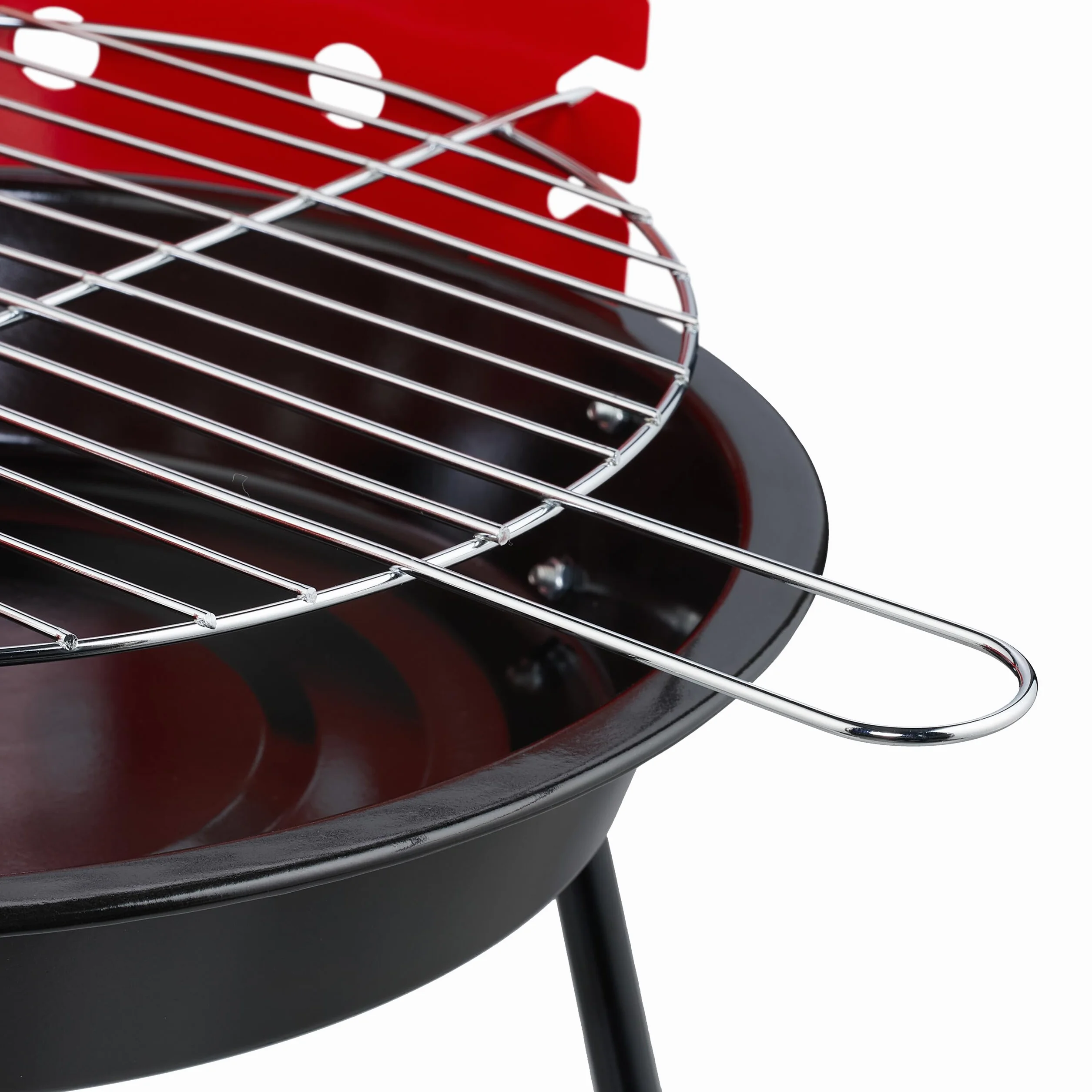 Relaxdays Barbecue a Carbonella con Paravento, Ø 37 cm, Grill a Carbone da Esterno, Giardino e Campeggio, Nero Rosso