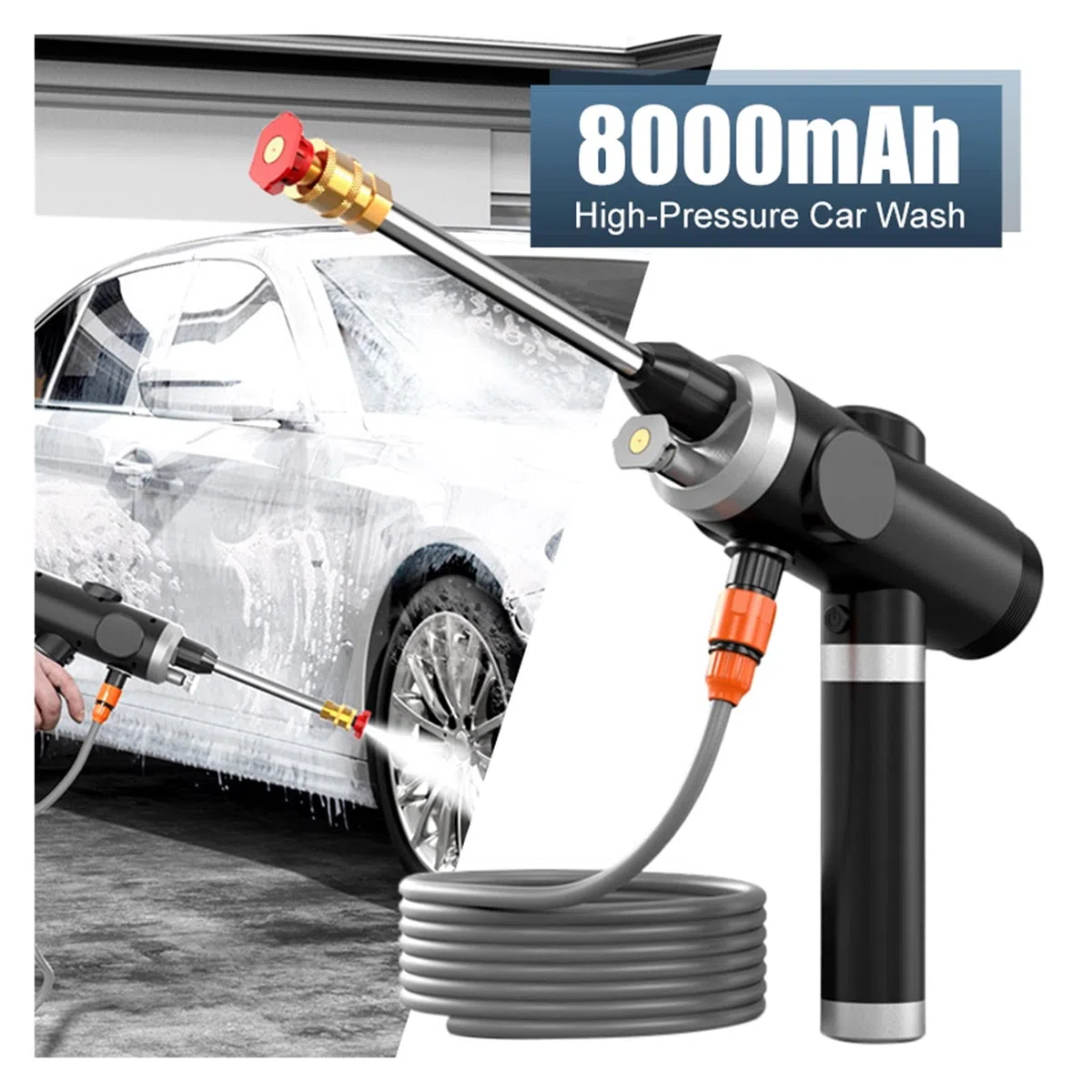Idropulitrice, Autolavaggio ad alta pressione wireless da 120 W 25 MPa Pulitore for auto portatile Pistola for lavaggio ad alta pressione ricaricabile Pistola for acqua spray for la pulizia(Wired)