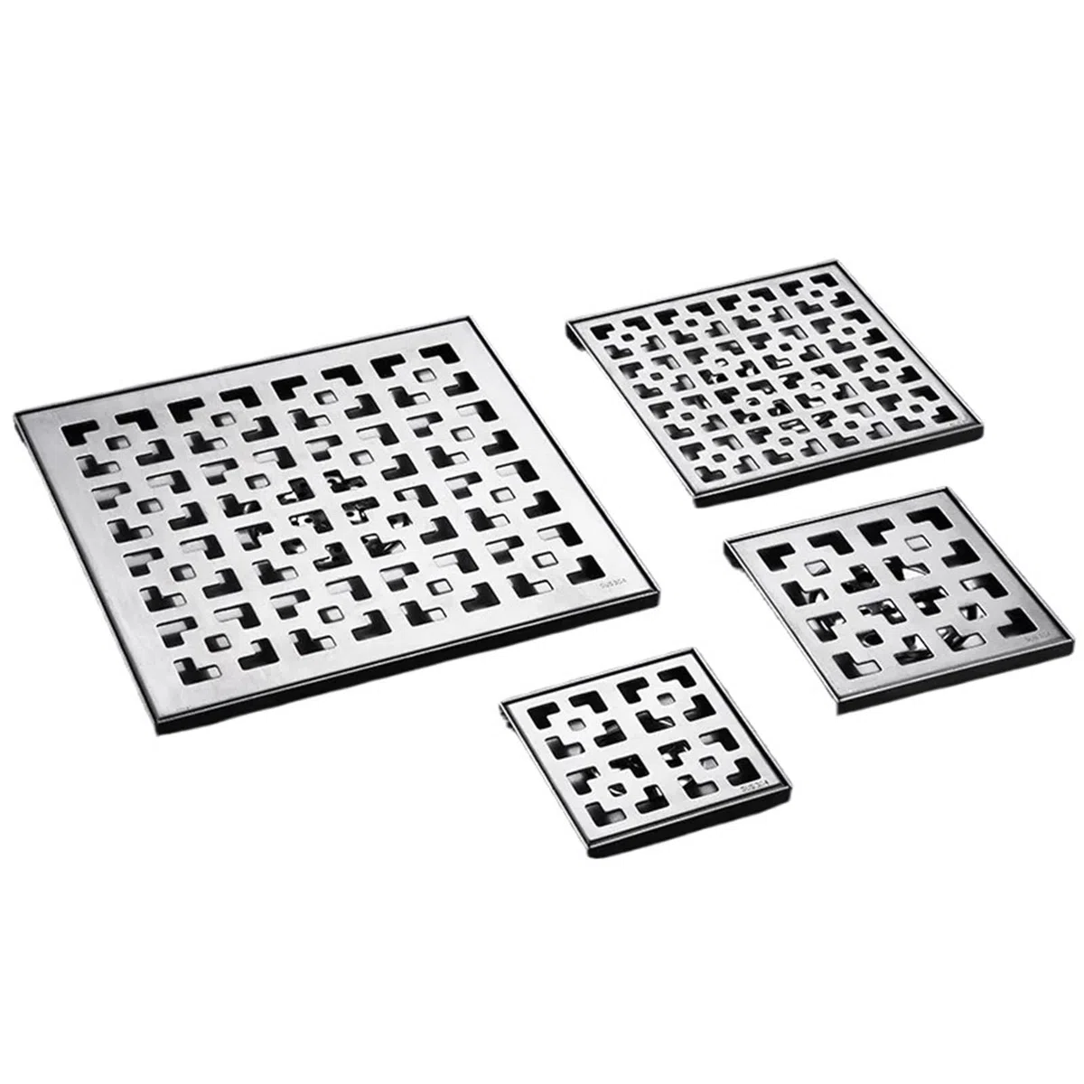 Griglie di drenaggio 10/12/15/30cm Scarico a Pavimento Bagno in Acciaio Inossidabile 304 Quadrato Anti-Odore Scarico for Doccia Raccoglitore for Capelli Filtro for rifiuti(12x12cm)