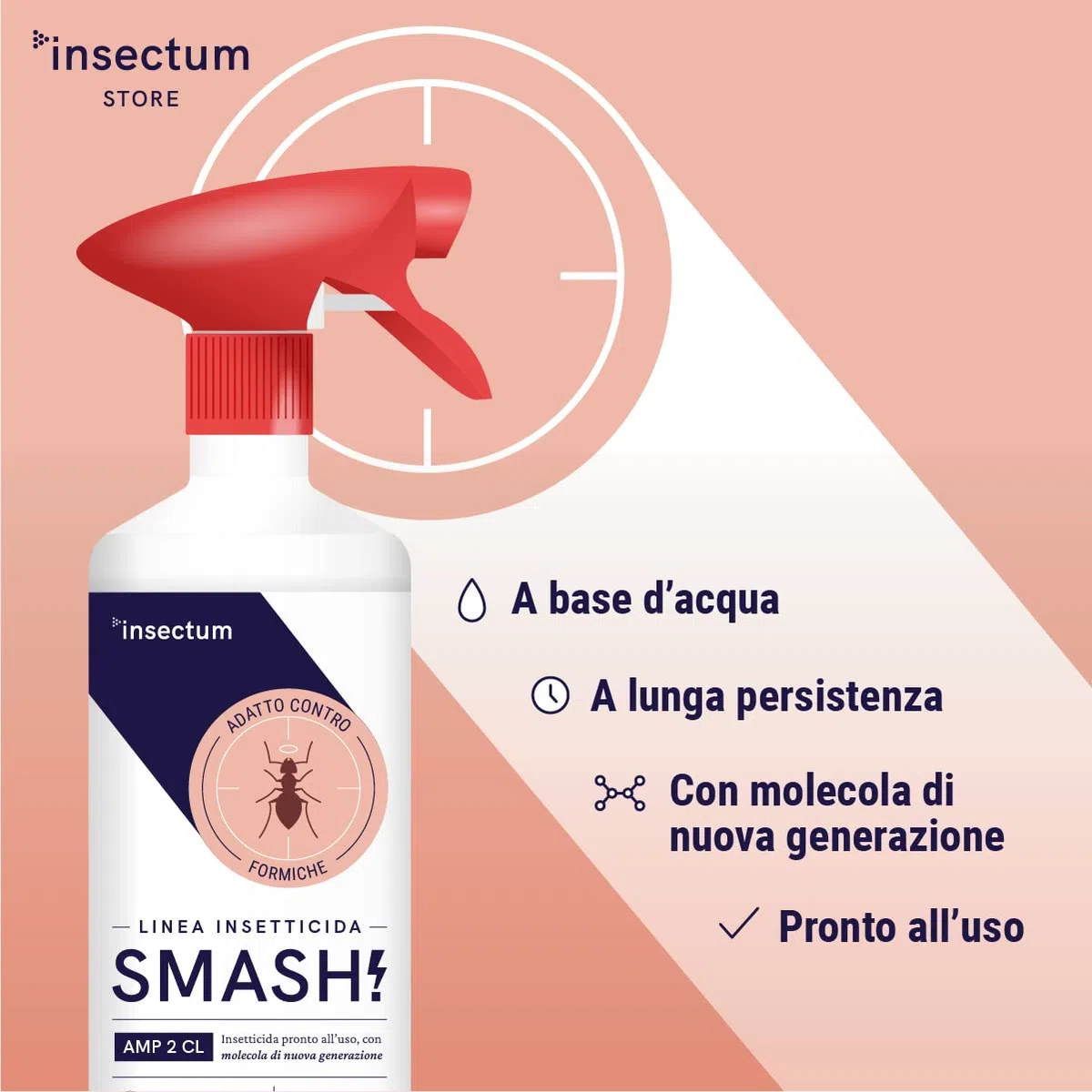 SMASH Spray Insetticida Formiche per Casa - 1x500 ml - Adatto per Ambienti con Animali Domestici. Senza Permetrina. Antiformiche per Interno Casa - Istruzioni incluse
