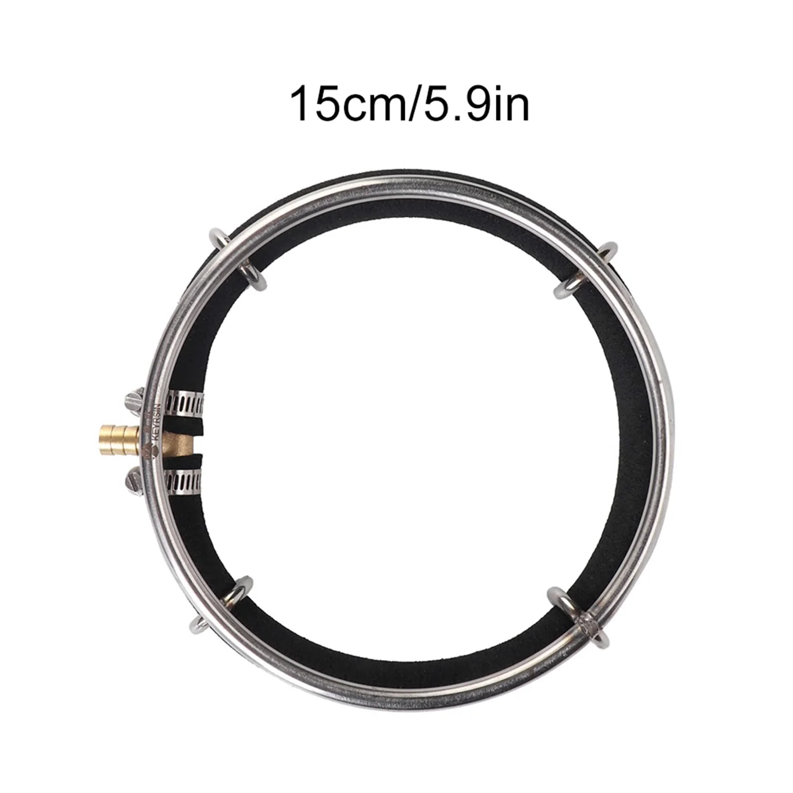 Diffusore d'aria per laghetto, aeratore idroponico ponderato in acciaio inox KoiPond a tre anelli, migliora la salute di pesci e piante (1 anello / Ø 15 cm)