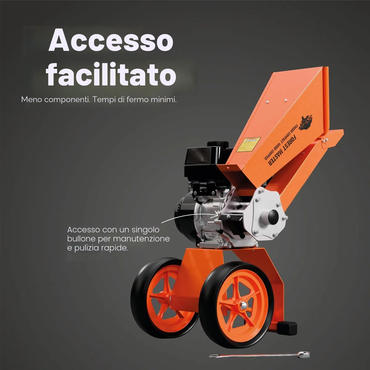 Forest Master 6hp - Cippatrice compatta a benzina con azionamento diretto 208 cc, 4 tempi, per produrre pezzi fino a 50 mm di diametro, portatile, leggera e ben bilanciata, facile da riporre