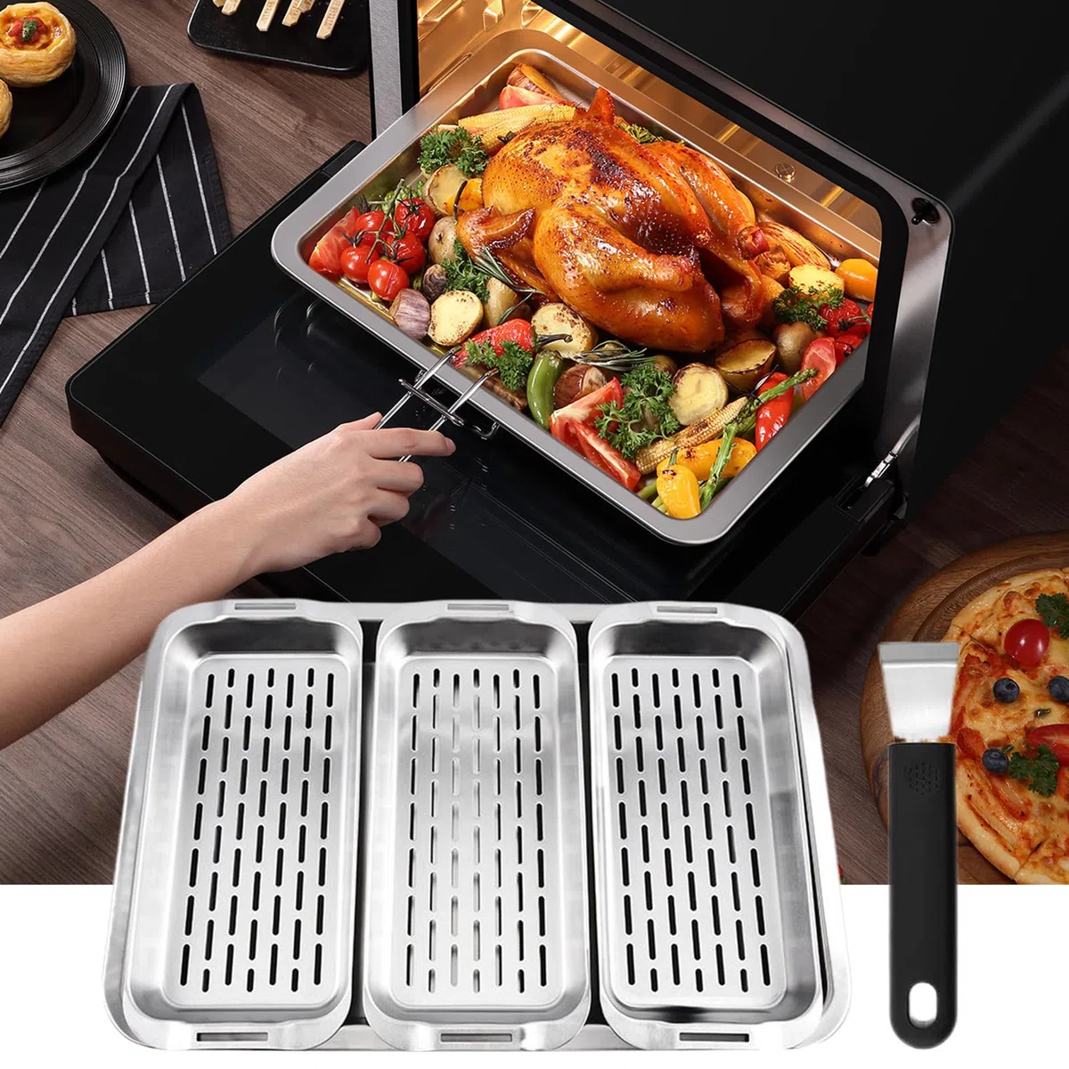 Cestello Per Grigliare Verdure Rettangolare Fondo Bocca Bassa | Cestello A Griglia Per Ortaggi Gabbia BBQ Verdure Carne Peperoni Gamberi Bocca Bassa Per Picnic Riunioni Famiglia Feste