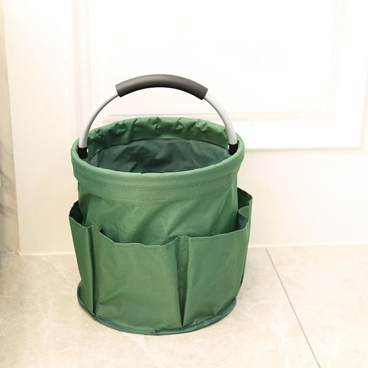 Organizer per attrezzi con manico, borsa per la pulizia, organizer multifunzionale per la pulizia, per giardino, pesca, picnic, lavaggio (verde)