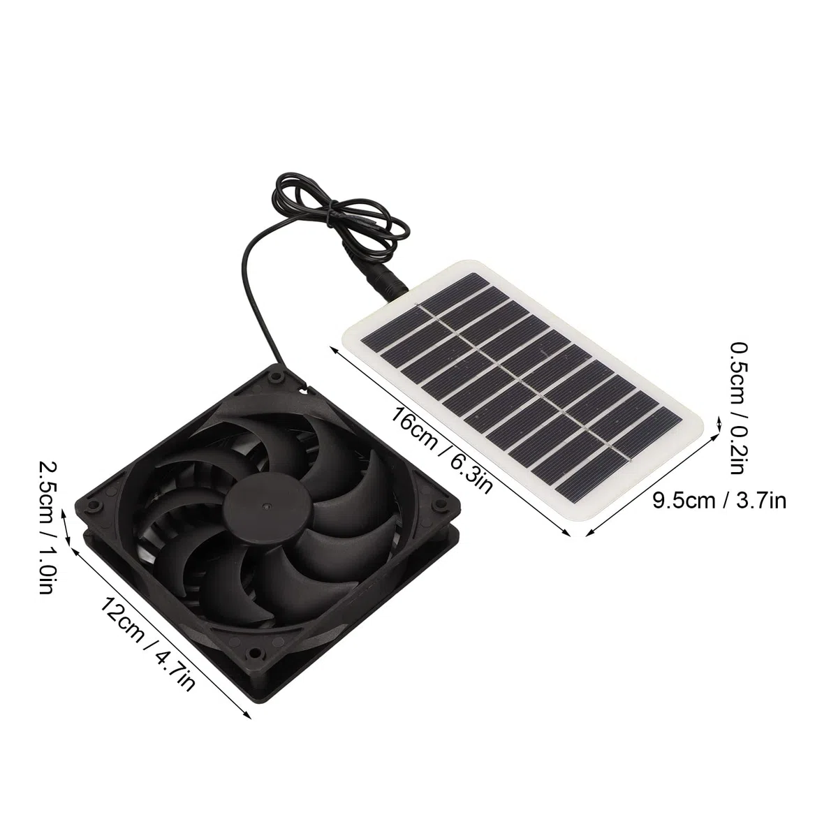 Kit Ventole a Pannello Solare, Ventola di Scarico Ad Energia Solare da 3 W, Ventola di Ventilazione di Scarico Solare Portatile per Serra, Pollai, Capannone, Cuccia per Cani