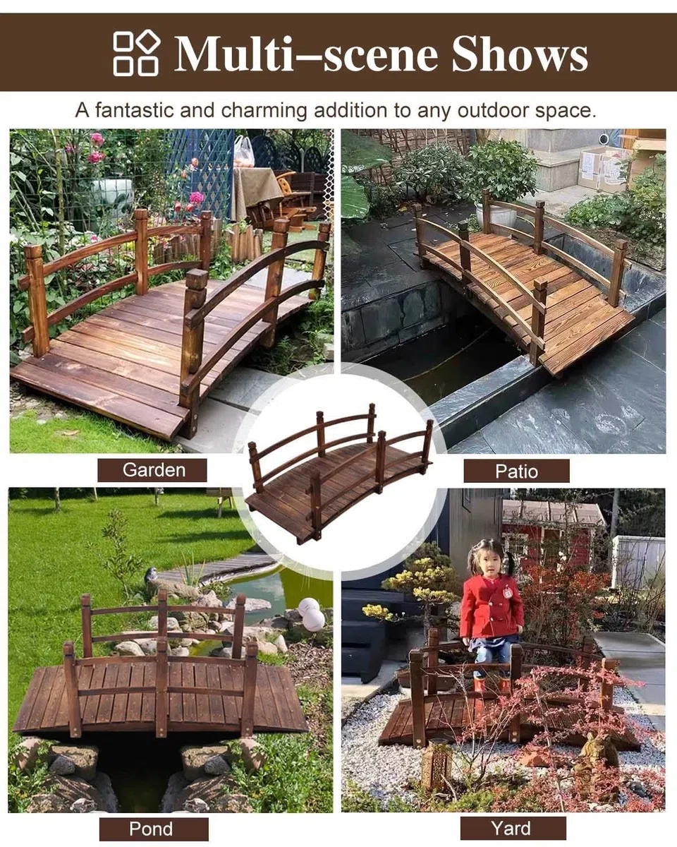 Ponte per laghetto da giardino, passerella giapponese retrò per esterni, decorazione per prato e passeggiate facili