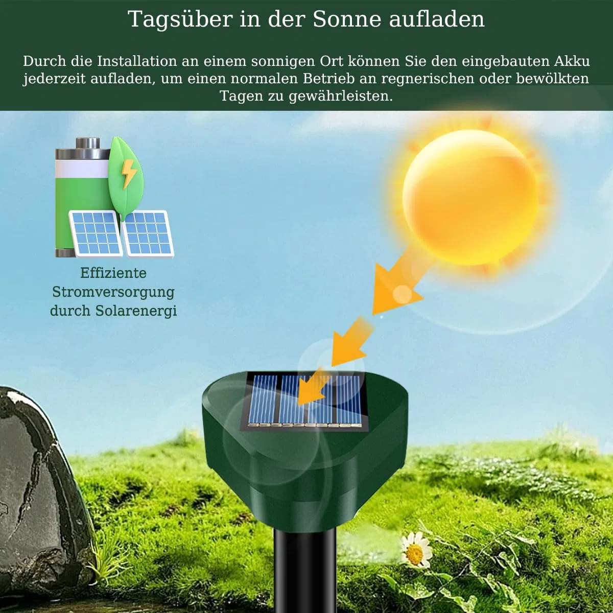 Dissuasori per Topi, Ultrasuoni per Topi da esterno, Repellente per Talpe, Ultrasuoni per Talpe, Dissuasori per Serpenti, Dissuasore Solare per Giardino e Campeggioi 4 Pezzi Verde