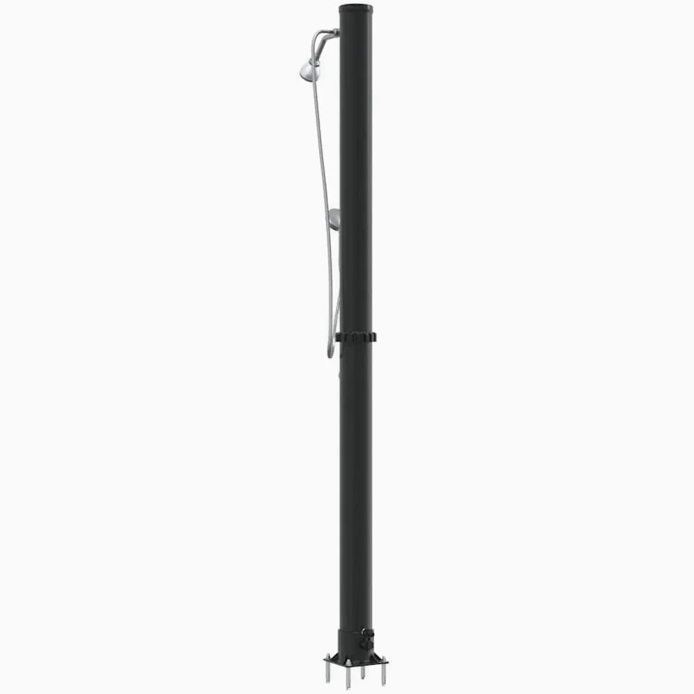 Doccia solare da esterno nera, 217 cm, in PVC e alluminio, con soffione regolabile, alimentata a energia solare per giardino, terrazza, piscina, vasca idromassaggio, spa, come pratico