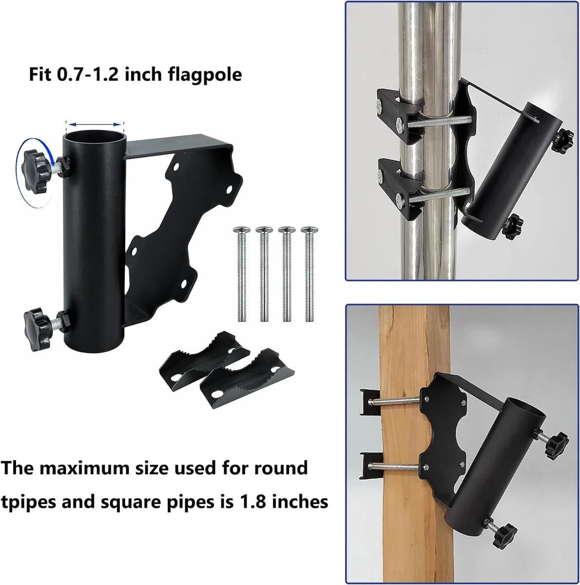 Supporto per asta per bandiera, staffa di montaggio a parete per bandiera, staffa di montaggio con hardware, materiale metallico, resistente alla ruggine e forte