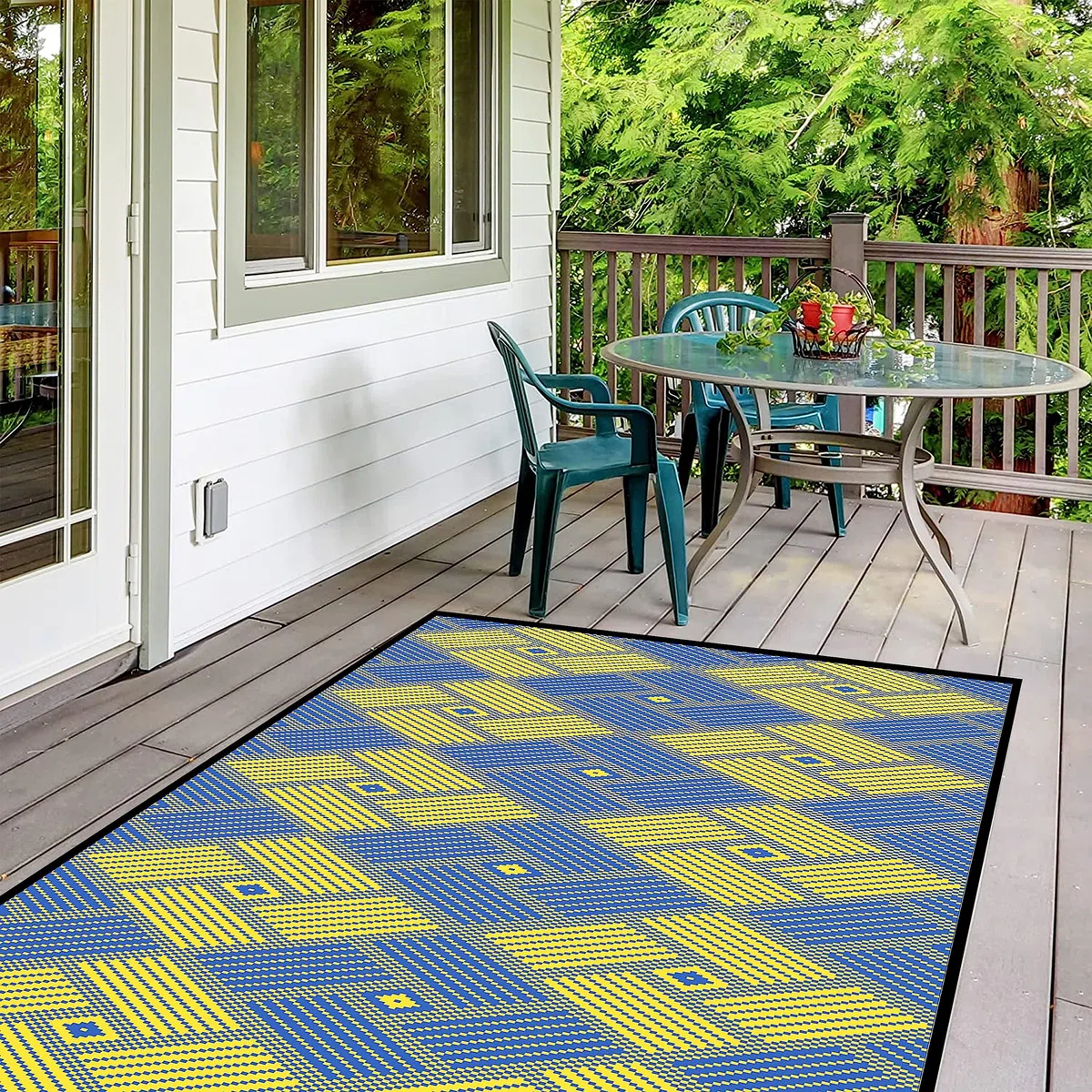 ARSUK Tappeto da Esterno in Plastica (210x150 cm) – Tappeto per Patio, Giardino, Spiaggia, Campeggio, Balcone, Terrazza, Cortile, Veranda – Lavabile, Portatile, Confortevole, Resistente e Anti-UV