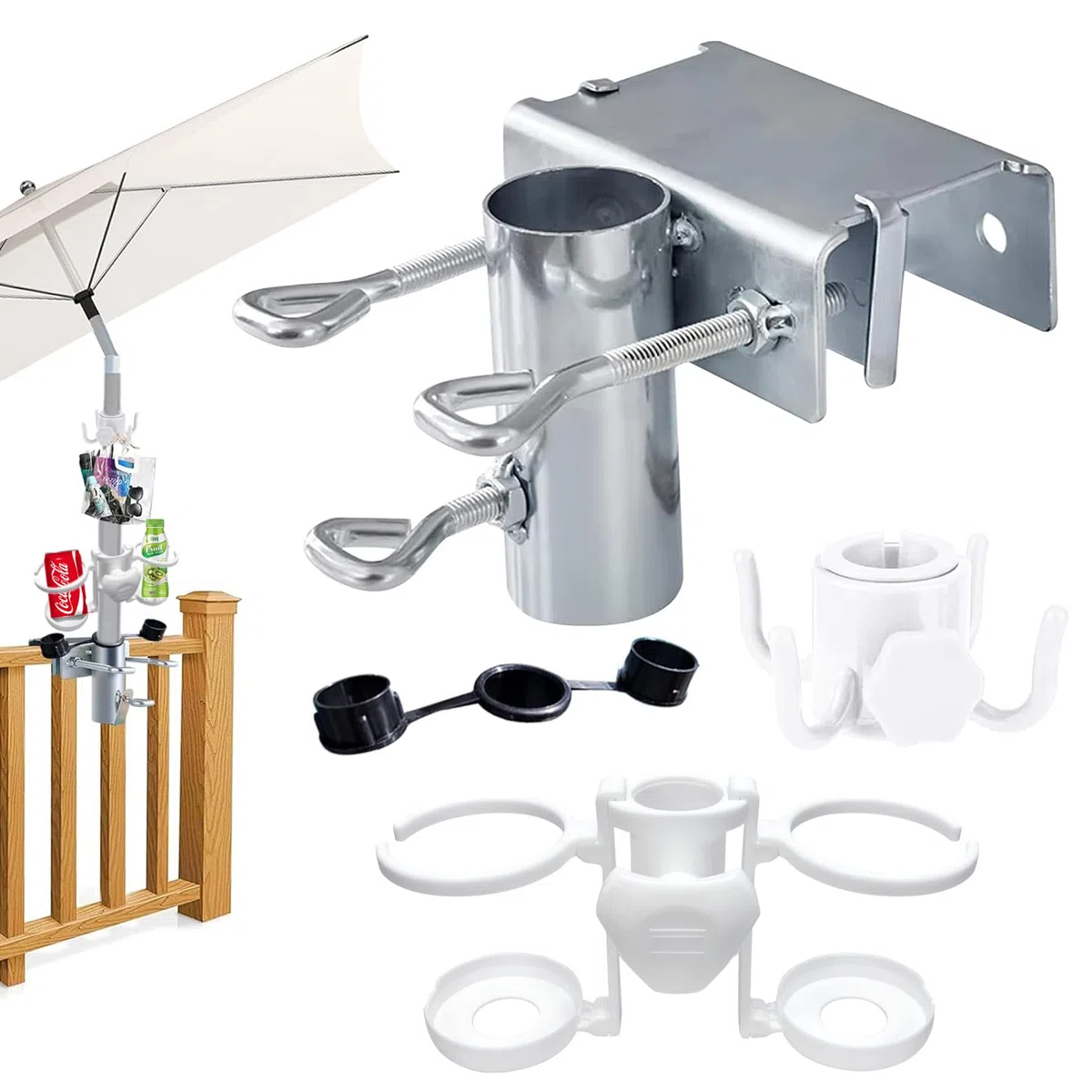 YeahBoom Supporto per ombrellone,Morsetto da Giardino per ombrelloni,Ringhiera del Balcone o Tavolo,Ombrelloni Morsetto,Supporto per ombrellone per Balcone e terrazza per Eventi all'Aperto Campeggio