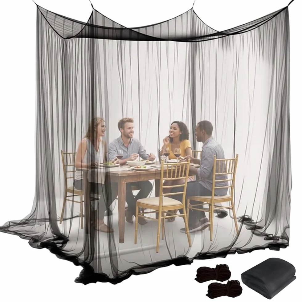 Zanzariera XXL 300x300x250 cm, Tenda Zanzariera da Esterno per Gazebo 3x3, Rete a Maglia Fine per Giardino, Terrazza e Campeggio, Nero