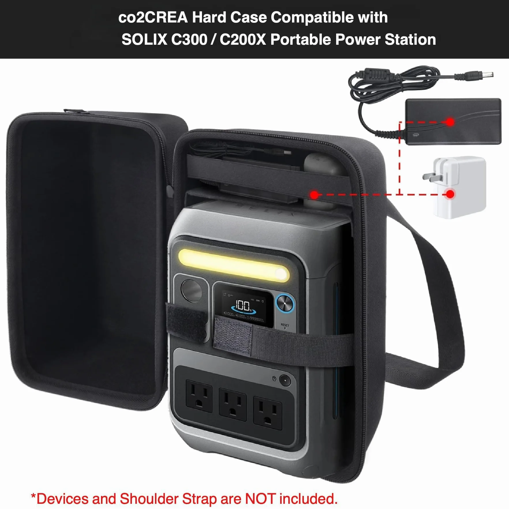 co2CREA cassa custodia borsa per Anker SOLIX C300 Stazione Elettrica Portatile 300W Generatore Solare esterno (solo custodia)